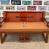 Custom Orange Chevrolet Bench with Quilted Seat